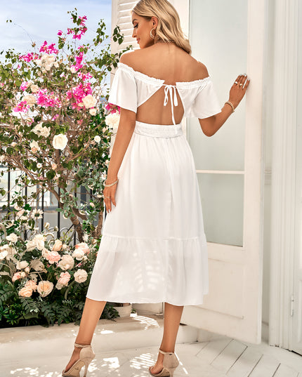 Off-Shoulder Tied Cutout Dress