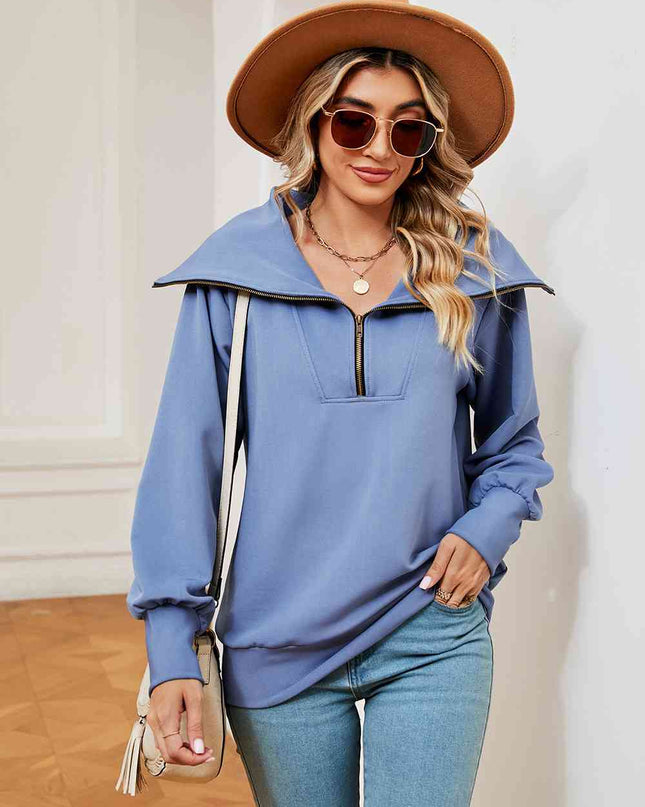 Half-Zip Collared Sweatshirt