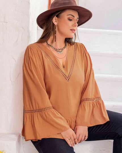 Plus Size V-Neck Peplum Blouse