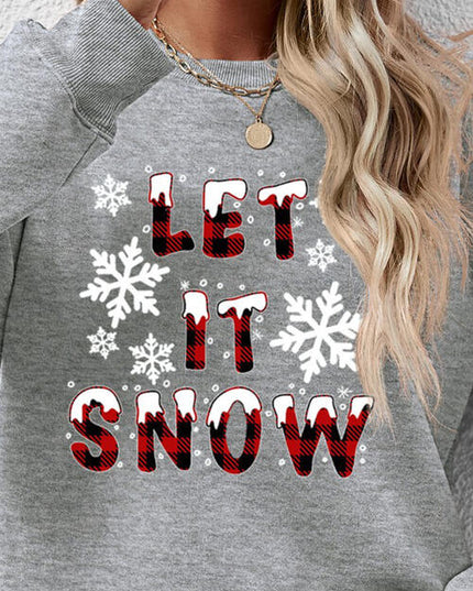 LET IT SNOW Round Neck Long Sleeve Sweatshirt