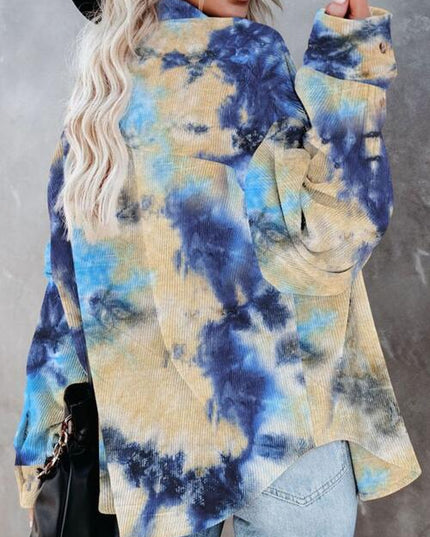 Tie-Dye Button Up Collared Neck Shirt