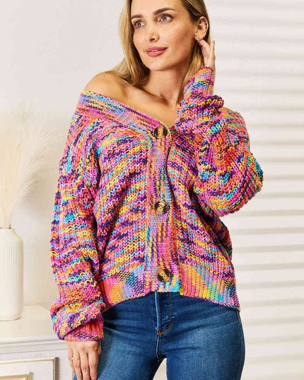 Woven Right V-Neck Long Sleeve Cardigan