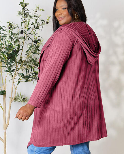 Basic Bae Full Size Hooded Sweater Cardigan