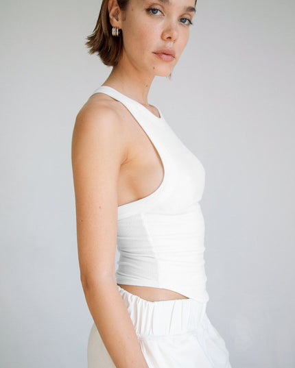 Halter Neck Ribbed Cropped Top
