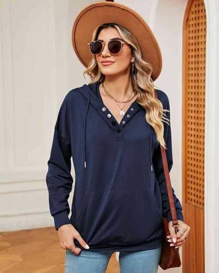 Quarter-Snap Drawstring Hoodie
