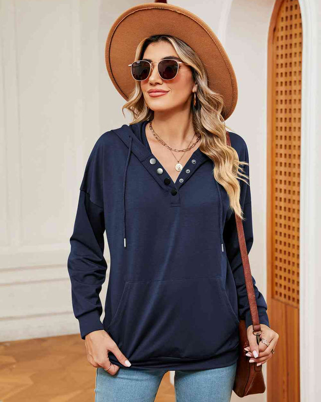 Quarter-Snap Drawstring Hoodie