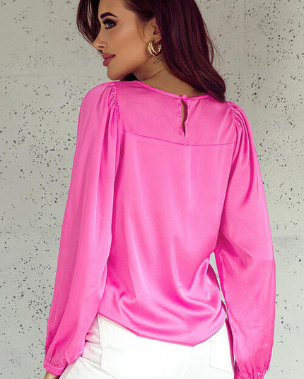 Round Neck Ruff Sleeve Blouse