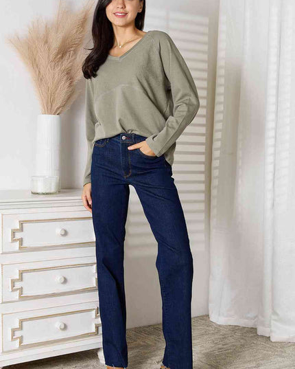 Culture Code  Full Size V-Neck Long Sleeve T-Shirt