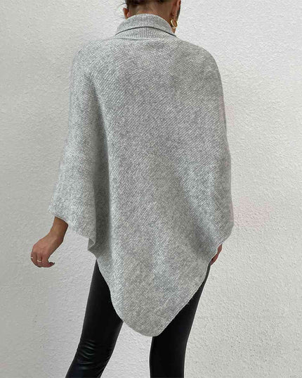 Turtleneck Buttoned Poncho