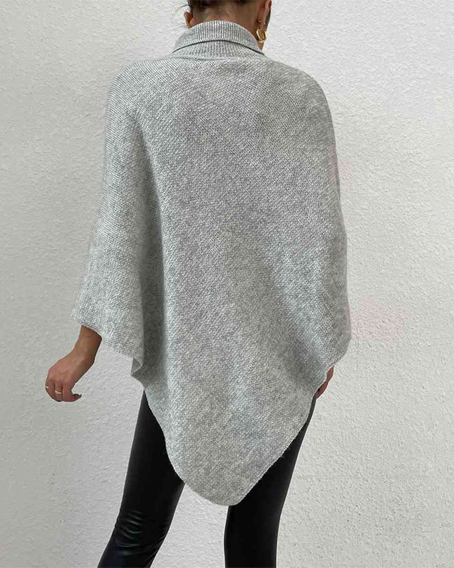 Turtleneck Buttoned Poncho