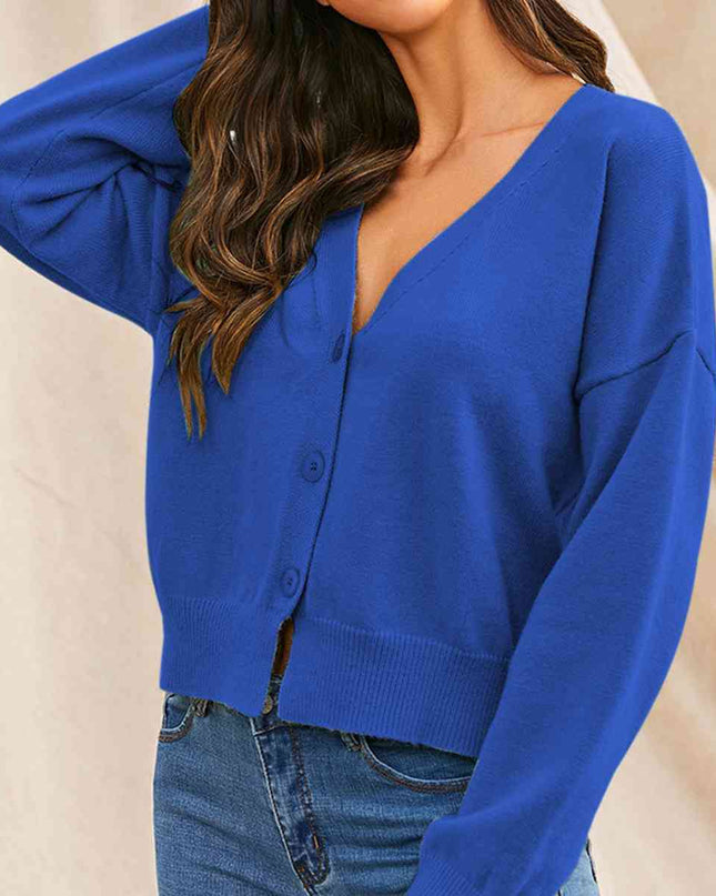 V-Neck Button Up Long Sleeve Cardigan
