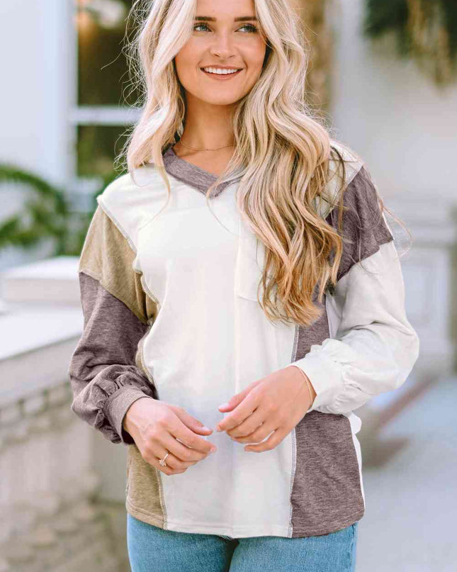 Color Block Exposed Seam Blouse