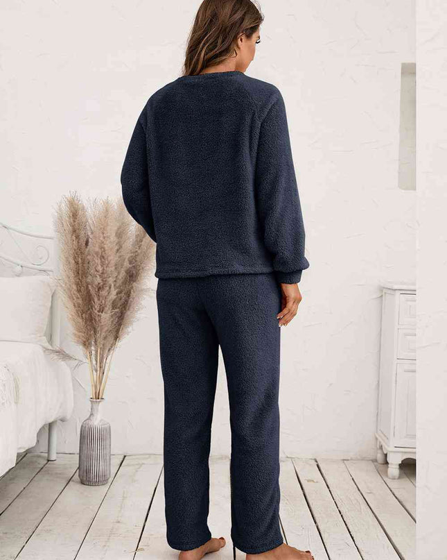 Teddy Long Sleeve Top and Pants Lounge Set