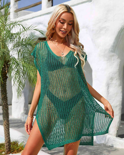 Side Slit Plunge Openwork Cover-Up
