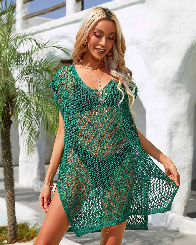Side Slit Plunge Openwork Cover-Up