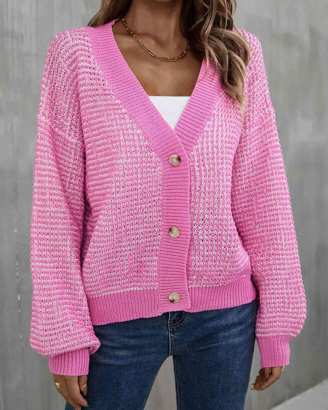 V-Neck Dropped Shoulder Cardigan