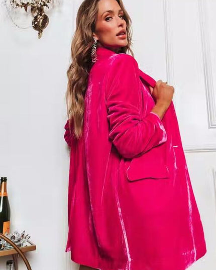 Button Up Long Sleeve Blazer with Pocket