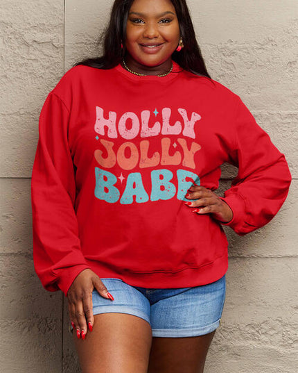 Simply Love Full Size HOLLY JOLLY BABE Long Sleeve Sweatshirt