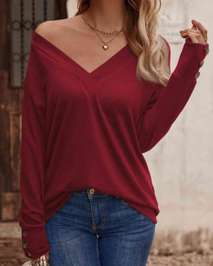 V-Neck Long Sleeve Top