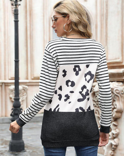 Leopard Striped Long Sleeve T-Shirt
