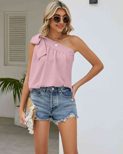 Tied One-Shoulder Sleeveless Top