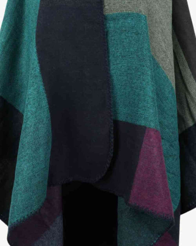 Color Block Open Front Poncho