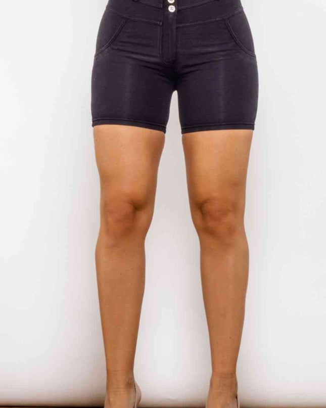 Full Size Buttoned Skinny Denim Shorts