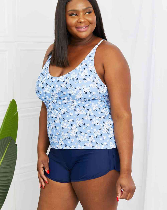 Marina West Swim By The Shore Full Size Two-Piece Swimsuit in Blossom Navy