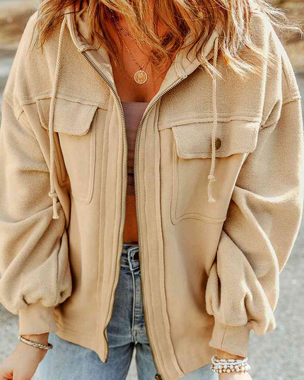 Zip-Up Drawstring Hooded Jacket