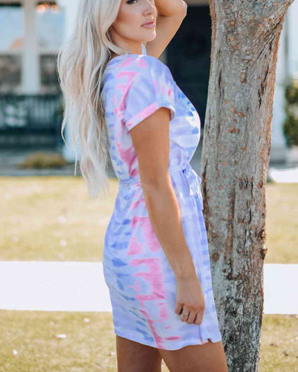 Women Tie-Dye Belted T-Shirt Dress