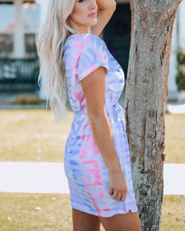 Women Tie-Dye Belted T-Shirt Dress