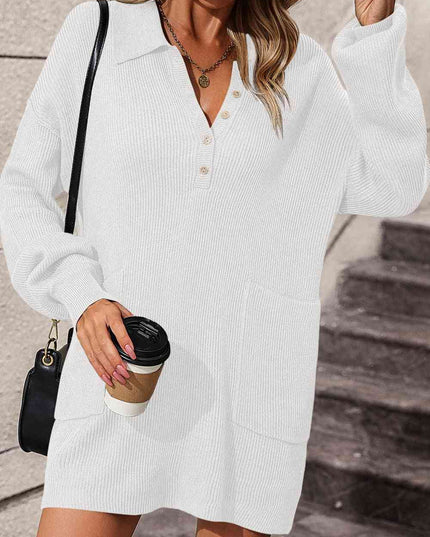 Johnny Collar Drop Shoulder Sweater Dress