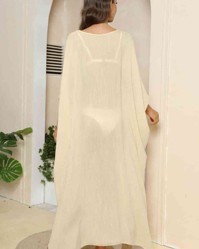V-Neck Three-Quarter Sleeve Cover-Up