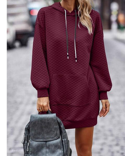 Textured Drawstring Tunic Hoodie