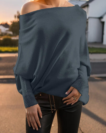 Texture Round Neck Long Sleeve Sweater
