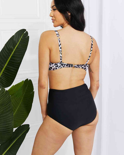 Marina West Swim Take A Dip Twist High-Rise Bikini in Leopard