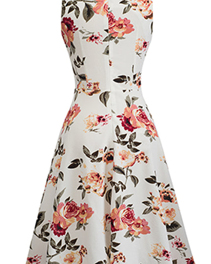 Printed Smocked Waist Sleeveless Dress