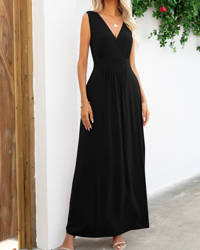 Surplice Neck Sleeveless Maxi Dress
