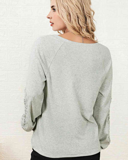 V-Neck Spliced Lace Top