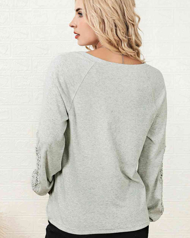 V-Neck Spliced Lace Top