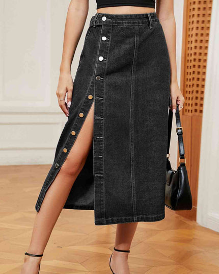 Button Down Denim Skirt