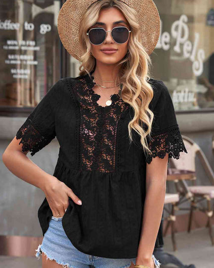 Spliced Lace Peplum Top