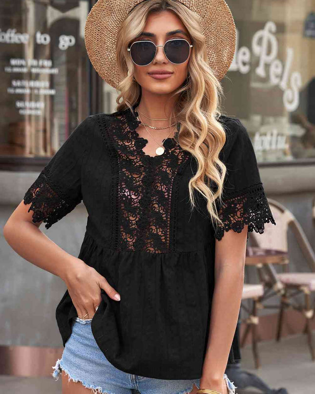 Spliced Lace Peplum Top