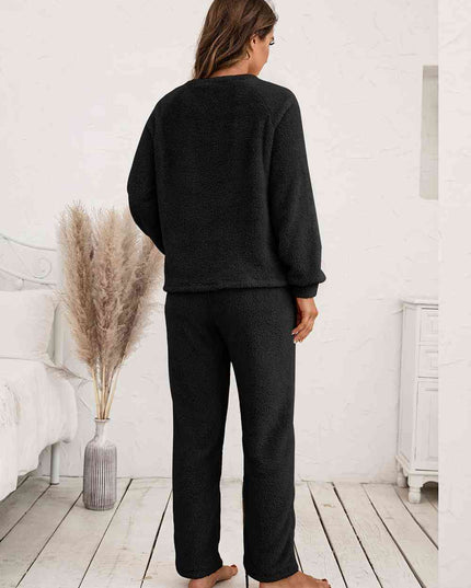 Teddy Long Sleeve Top and Pants Lounge Set