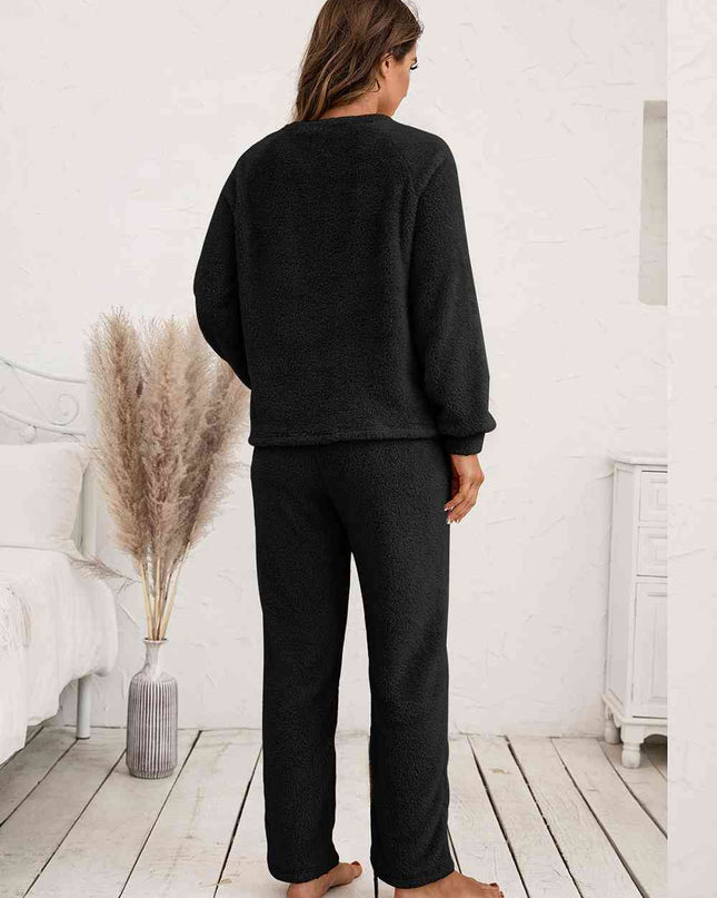 Teddy Long Sleeve Top and Pants Lounge Set