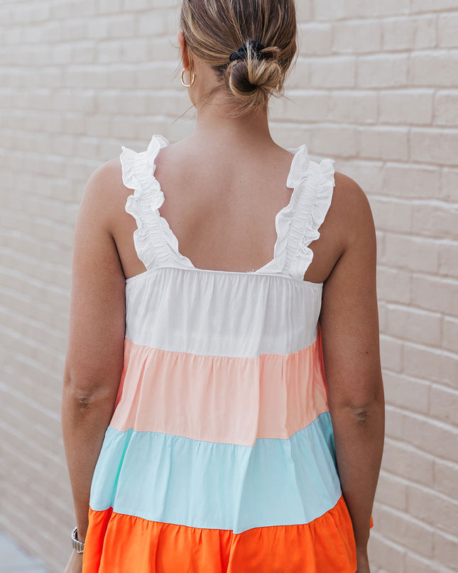 Color Block Ruffle Strap Tank