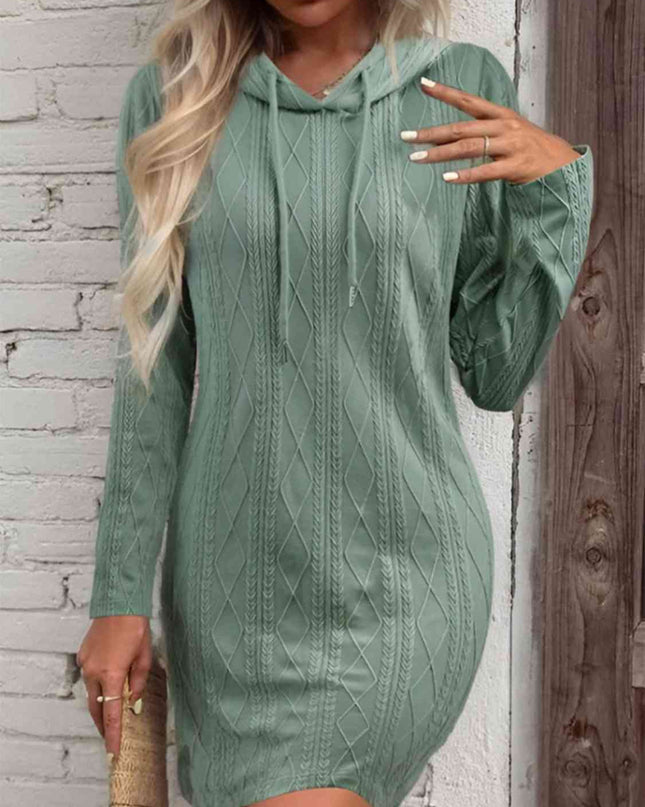 Drawstring Hooded Sweater Dress