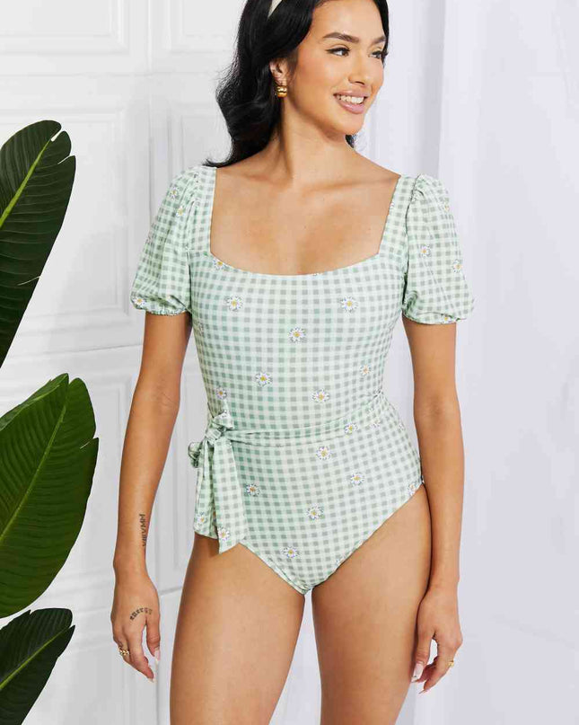 Marina West Swim Salty Air Puff Sleeve One-Piece in Sage