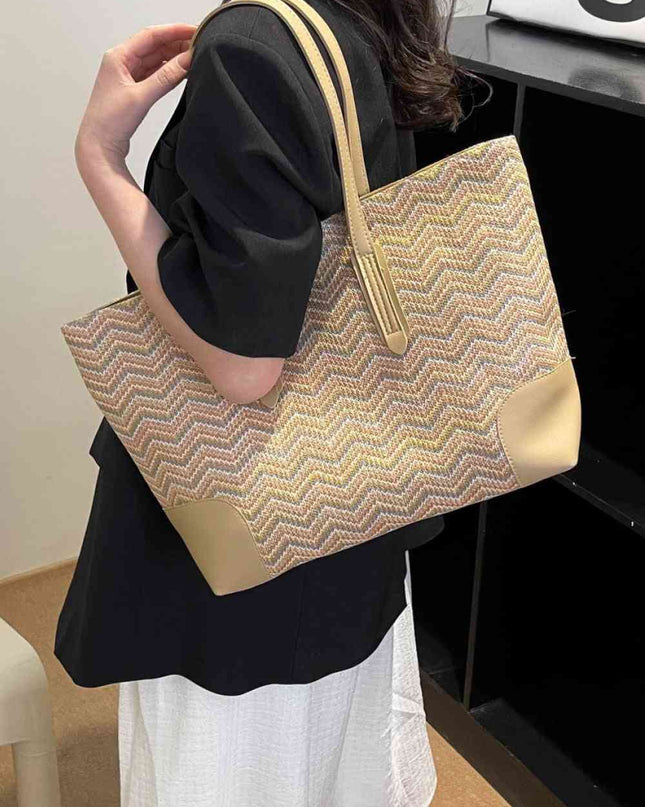 Chevron Straw Tote Bag