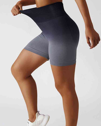 Gradient Wide Waistband Slim Fit Sports Shorts